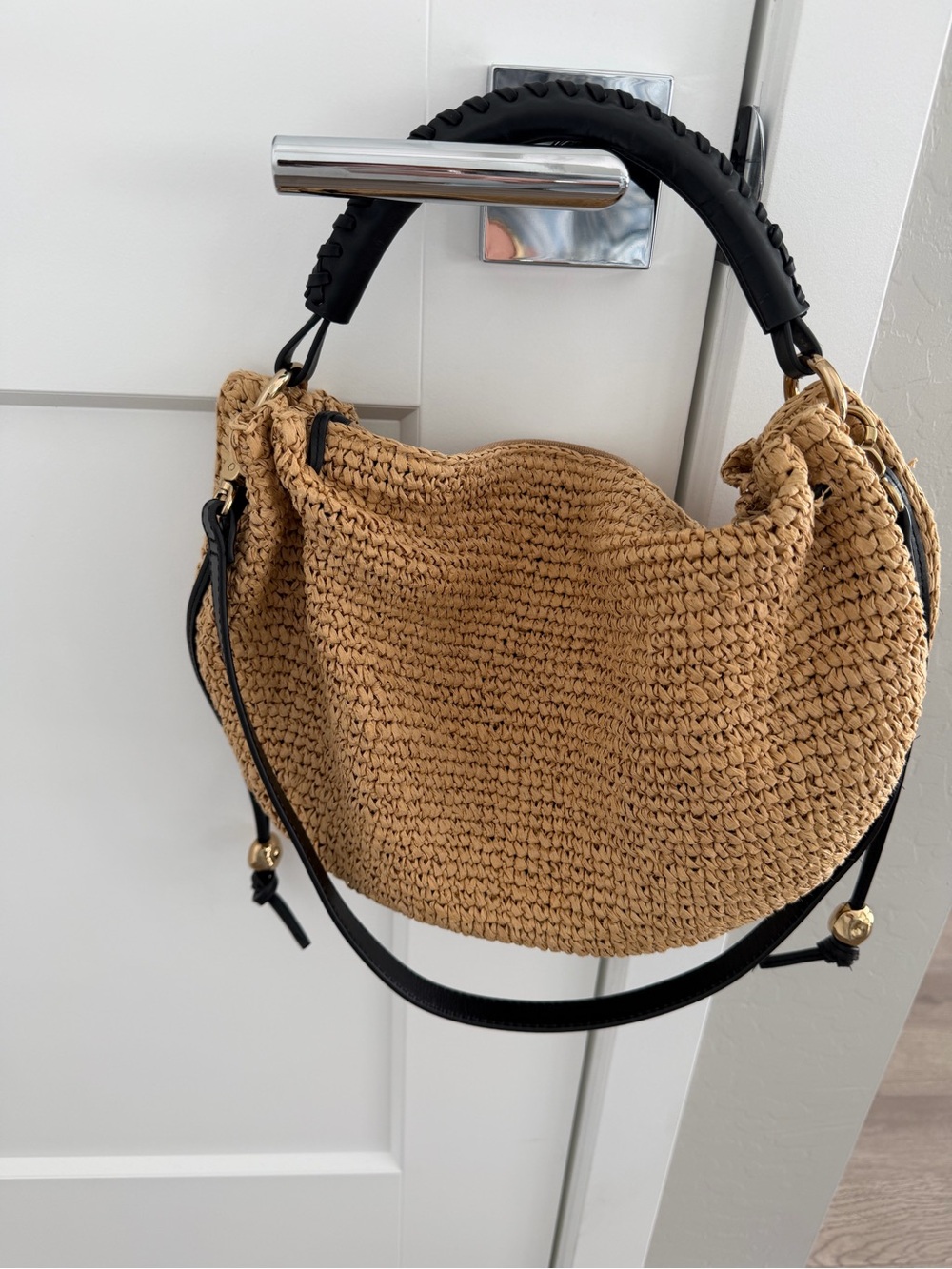 Madewell The Camren Gathered Shoulder Bag in Natural Straw and Leather Trim - Picture 6 of 6